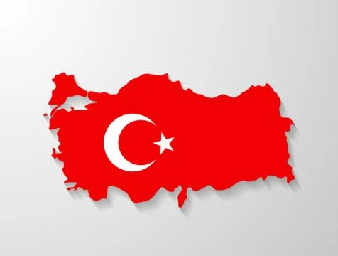 Turkey flag map with shadow effect Stock Illustration