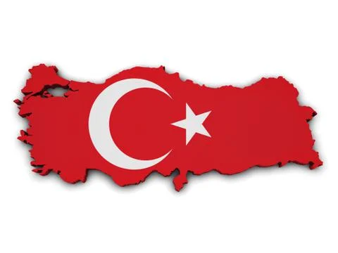 Turkey flag map shape Stock Illustration