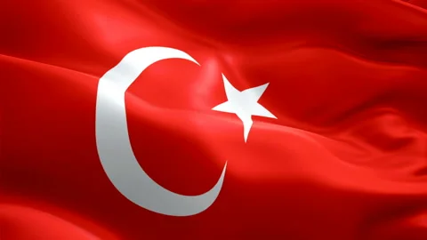Turkey flag Motion Loop video waving in wind. Realistic Turkish Flag Stock Footage 129356425