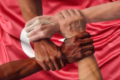 Turkey flag multicultural group of young people integration diversity isolated Stock Photos