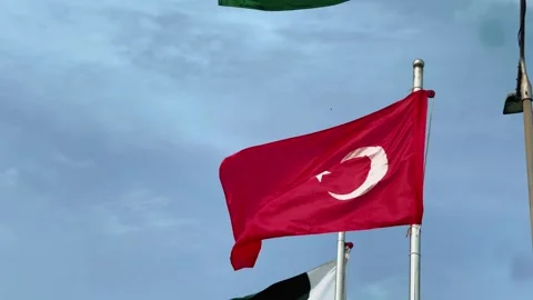 Turkey Flag in Pakistan with Peace, Security and Stability Banner 스톡 동영상 343622623