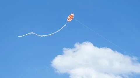 Turkey flag pattern kite blue sky. Stock Photos
