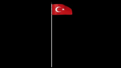 Turkey Flag on Pole with Alpha Channel Video stock 87319615