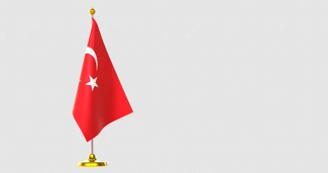 Turkey flag on pole for countries summit Stock Footage 210520383