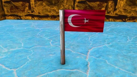 Turkey Flag Post - Orbiting Shot Stock Footage 270539476