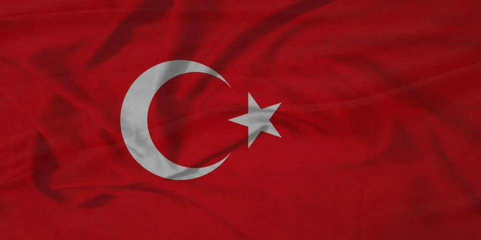 Turkey   Flag rippling sky texture Illustrazione stock