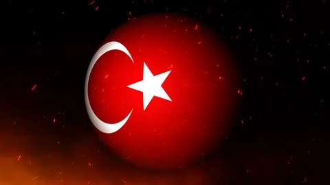 Turkey flag rotation on artistic fire background Video stock 118023188