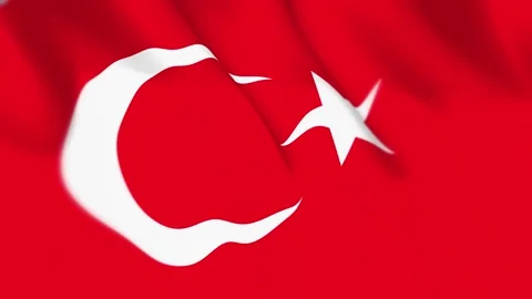 Turkey Flag Seamless Loop 4k 60fps on Sky Background Stock Footage 340342666