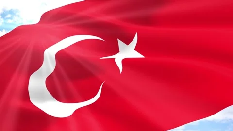 Turkey Flag Seamless Loop 4k 60fps on Sky Background Stock Footage 341553336