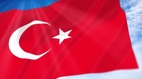 Turkey Flag Seamless Loop 4k 60fps on Sky Background Stock Footage 341678877