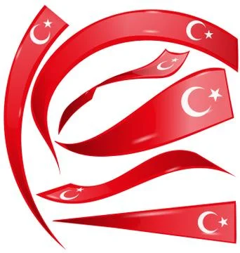 Turkey flag set Stock Illustration
