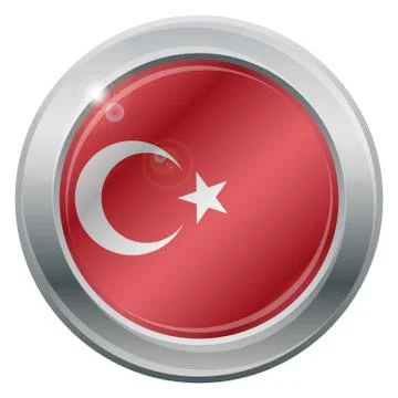 Turkey Flag Silver Icon Stock Illustration