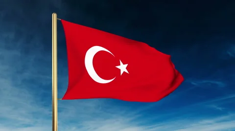 Turkey flag slider style. Waving in the wind with cloud background animation Stock Footage 47985867