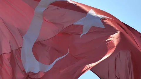 Turkey flag with star and crescent. Stock Footage 129199842