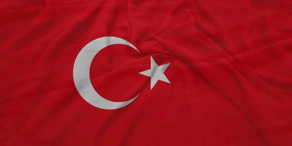 Turkey    Flag textile wave view Stock Photos