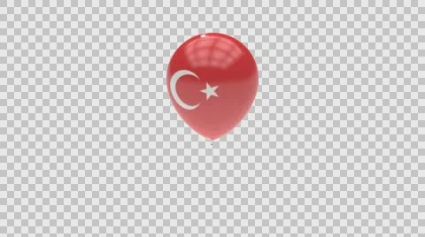 Turkey flag textured balloon rotating Alpha Stock-Footage 61723160