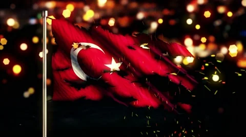 Turkey Flag Torn Burned War Freedom Loop Animation - 4K Resolution Ultra HD UHD Stock Footage 41620904