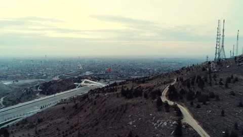 Turkey flag. turkish flag at the top of the mountain.Flag of Turkey. in konya 库存影片 139260434