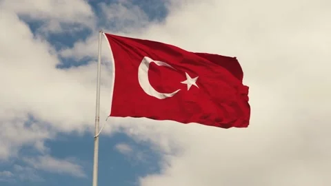 Turkey Flag. Turkish flag waving in the wind 4K video Stock Footage 239473473