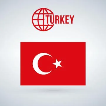 Turkey flag vector illustration isolated on modern background with shadow. Stock Illustration