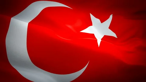 Turkey flag video waving in wind. Realistic Turkish Flag background. Istambul Stock Footage 102827164