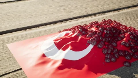 Turkey Flag - Virus Growth Stock Footage 320302266