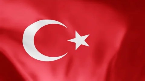 Turkey flag is waving 3D animation. Flag seamless loop animation 4k Stock Footage 263315284