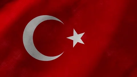 Turkey flag waving background with real fabric texture Stockbeeldmateriaal 291600446