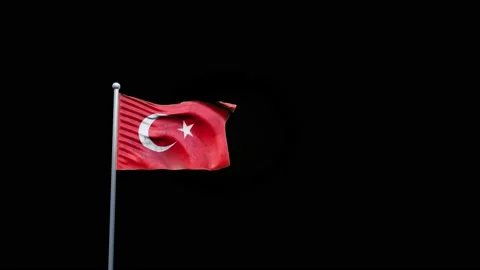 A Turkey flag waving on black background Stock Footage 155229541