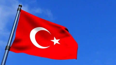 Turkey Flag Waving On Blue Sky HD Stock Footage 38020147
