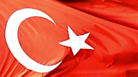 Turkey flag waving in day Stock Footage 308157931