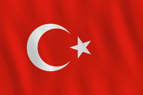 Turkey flag with waving effect, official proportion. Stock Illustration