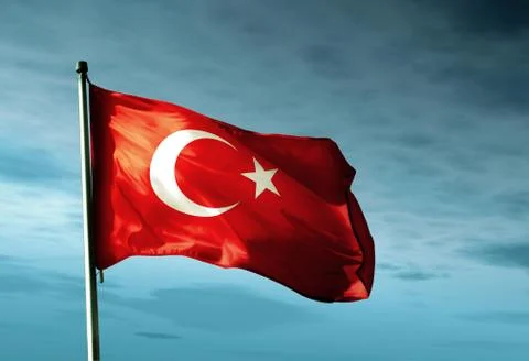 Turkey flag waving in the evening Stock Illustration