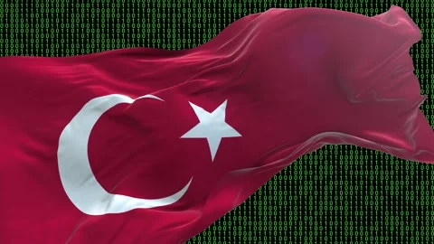 Turkey flag - Waving flag on matrix binary code background Stock Footage 321421970