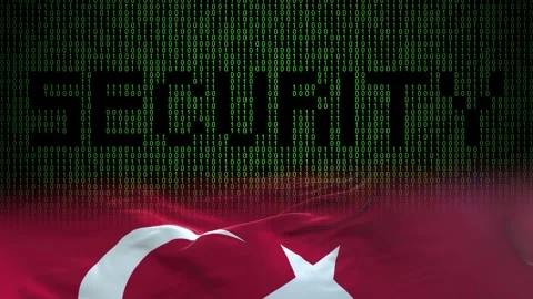 Turkey flag - Waving flag on matrix binary code background Stock Footage 321422615