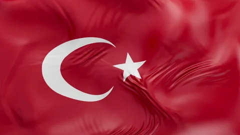 Turkey flag waving Seamless silk flag 3d animation slow motion Looping 動画素材 337773407