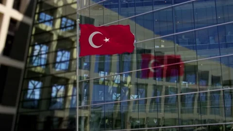 Turkey Flag Waving On A Skyscraper Building Stock-Footage 146191550