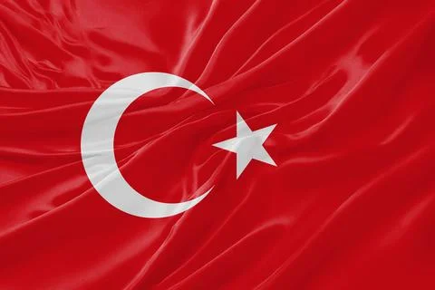 Turkey Flag Waving Textures Silk Background Stock Illustration
