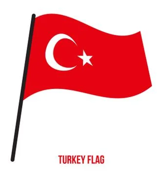 Turkey Flag Waving Vector Illustration on White Background. Turkey National Flag Illustrazione stock