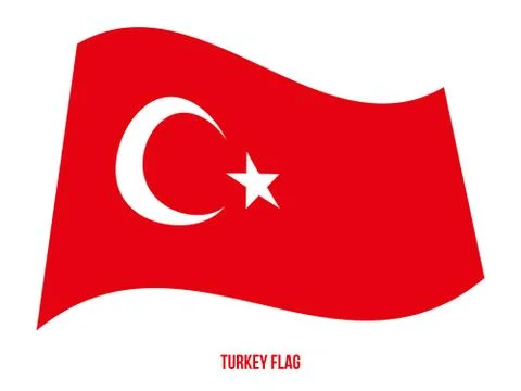 Turkey Flag Waving Vector Illustration on White Background. Stock Illustration
