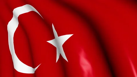 Turkey flag waving on wind. 3D Rendering footage. Close up Stock Footage 135991728