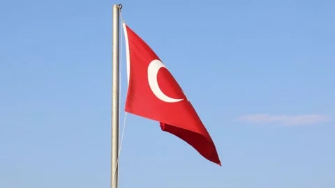 Turkey flag waving on the wind Stock Footage 144118791