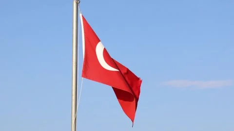 Turkey flag waving on the wind Stock Footage 144118909