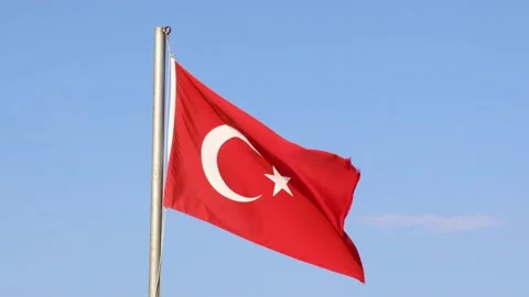 Turkey flag waving on the wind Stock Footage 144118954