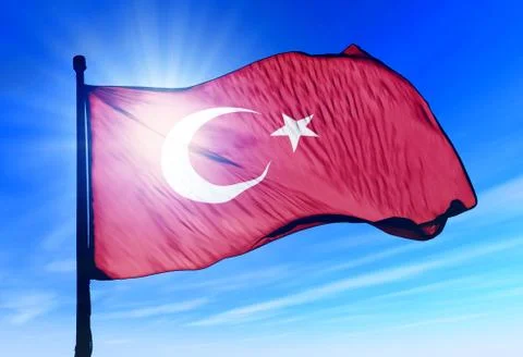 Turkey flag waving on the wind Stock Illustration