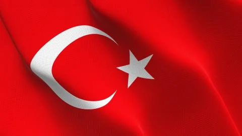 Turkey flag waving on wind. Stock Illustration