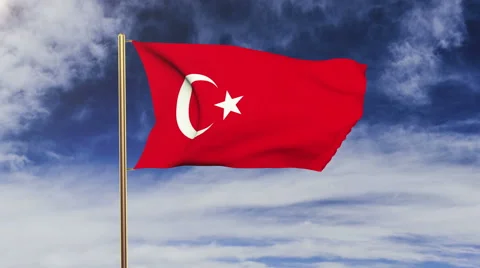 Turkey flag waving in the wind. Looping sun rises style.  Animation loop. Green Stock-Footage 47986133