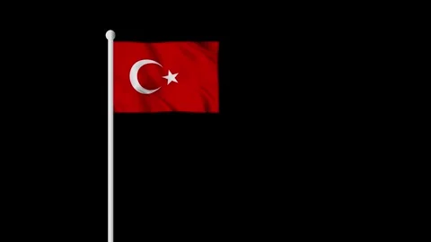 Turkey flag waving in the wind, Red flag with white crescent and a star, 4k reso Stock Footage 304822081