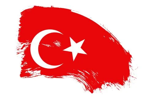 Turkey flag on white background with abstract paint brush texture effect Illustrazione stock