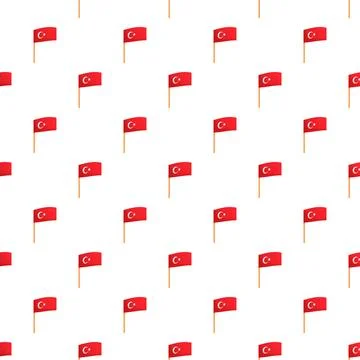 Turkey flags waving in seamless pattern background Illustrazione stock
